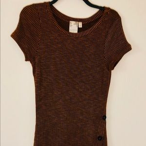 Velvety brown/gold soft dress, M, new w/out tags